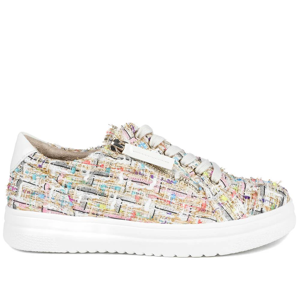 Wide Fit Fabric Zip & Lace Trainers - WBINS43027 / 328 885 - Multi - Image 3