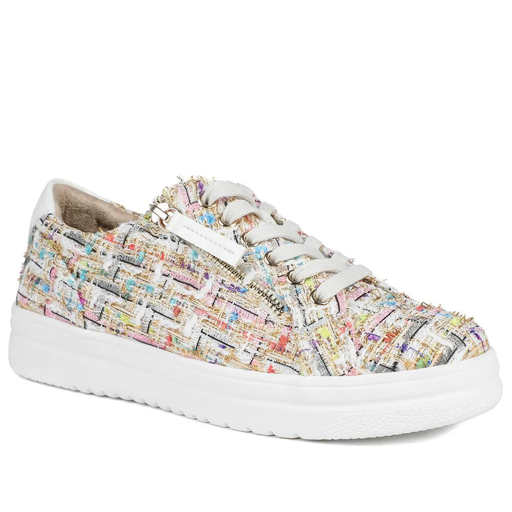 Wide Fit Fabric Zip & Lace Trainers - WBINS43027 / 328 885