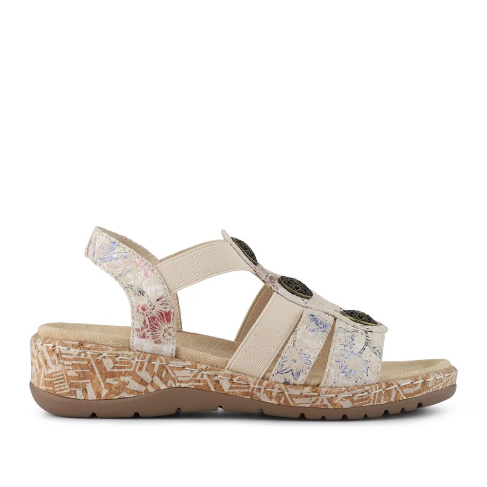 Wide Fit Floral Sandals - WBINS40272 / 327 450 - Beige Multi - Image 2