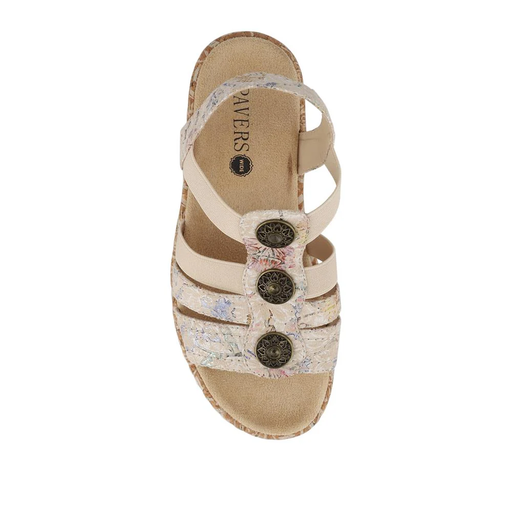 Wide Fit Floral Sandals - WBINS40272 / 327 450 - Beige Multi - Image 4