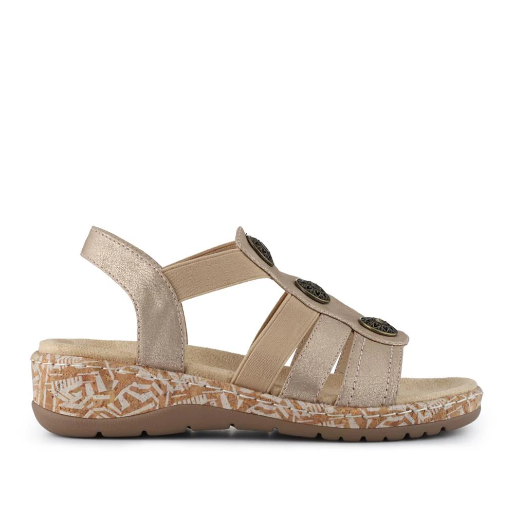 Wide Fit Floral Sandals - WBINS40272 / 327 450 - Gold - Image 2
