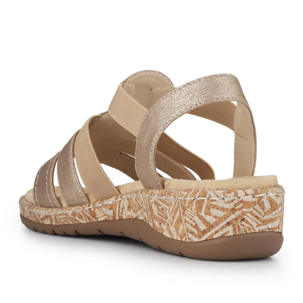 Wide Fit Floral Sandals - WBINS40272 / 327 450 - Gold - Image 3