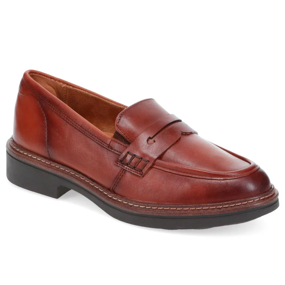 Wide-Fit Heeled Penny Loafers - JANA40504 / 326 067 - Cognac