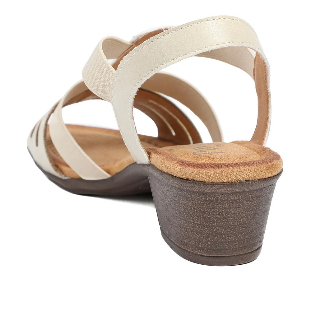 Wide Fit Jewelled Cuban Heel Sandals - WOIL43024 / 329 143 - Beige - Image 3