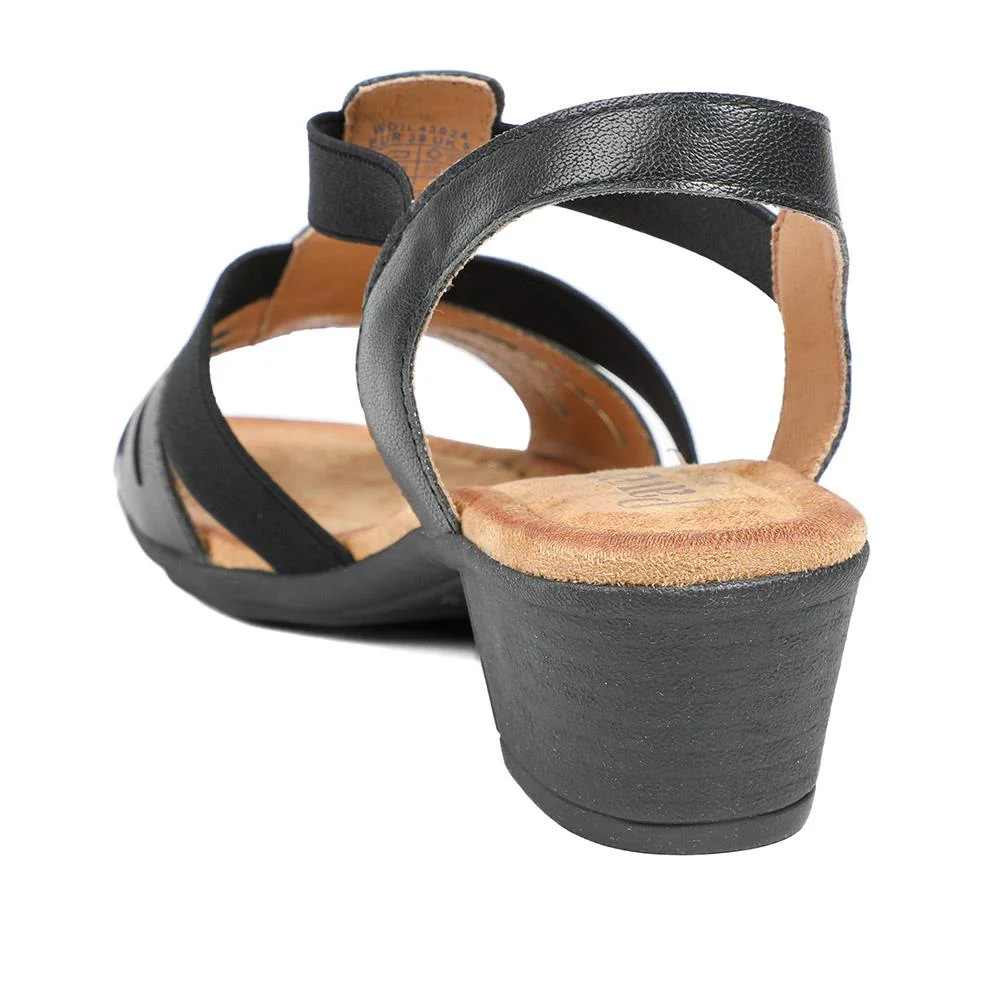 Wide Fit Jewelled Cuban Heel Sandals - WOIL43024 / 329 143 - Black - Image 3
