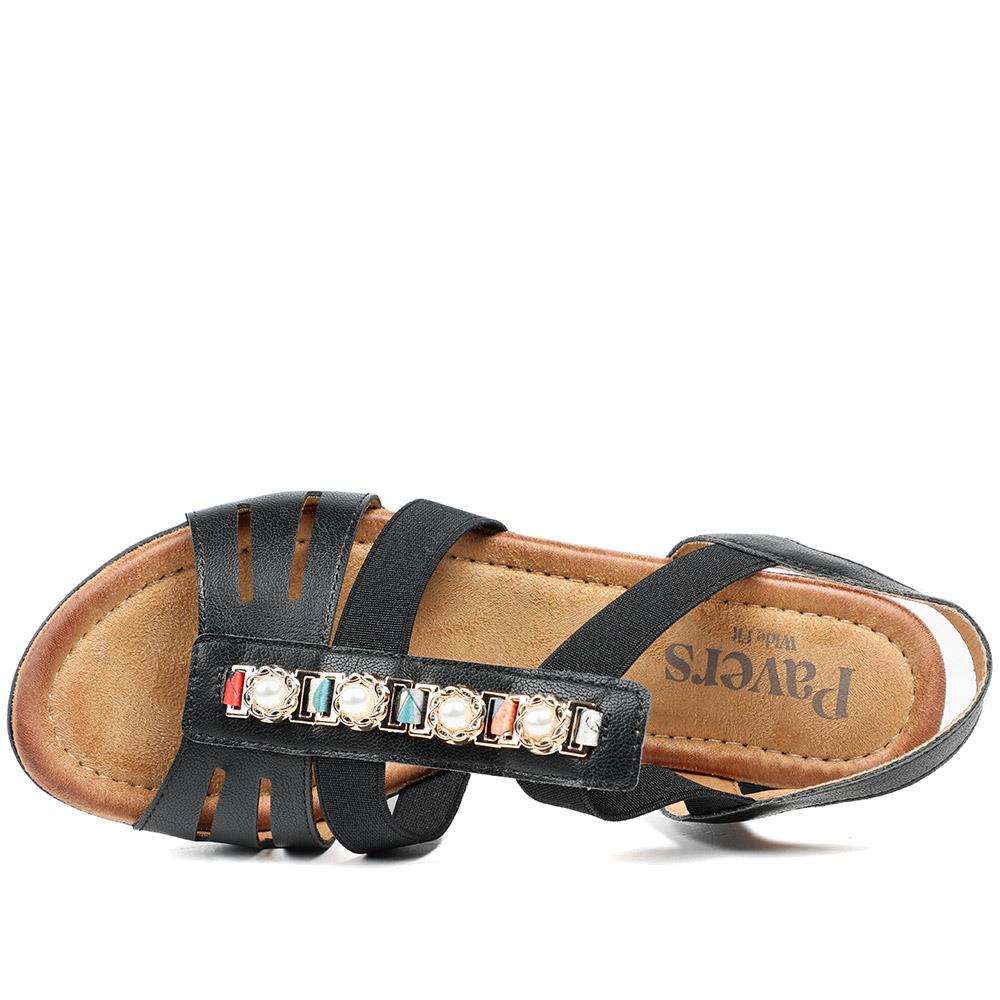 Wide Fit Jewelled Cuban Heel Sandals - WOIL43024 / 329 143 - Black - Image 4