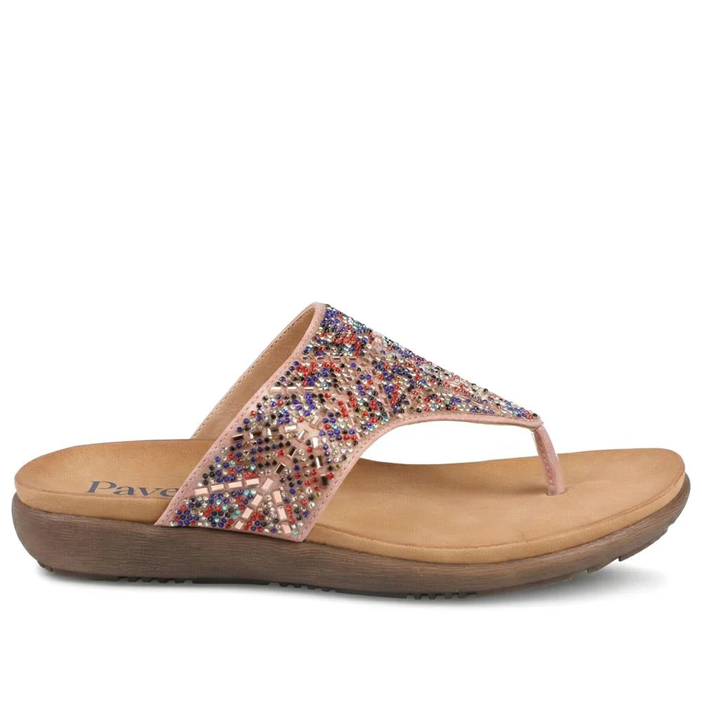 Wide Fit Jewelled Cushioned Toe Post Sandals - BAIZH43056 / 329 379 - Multi - Image 2