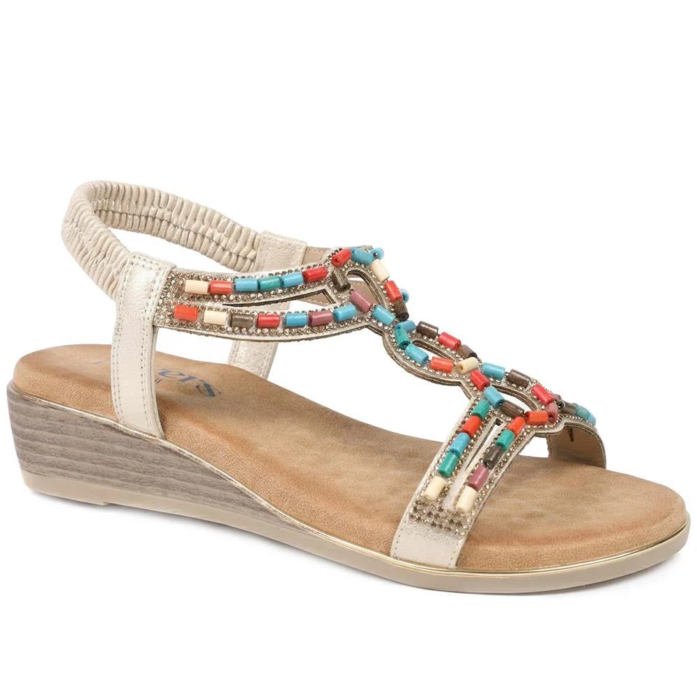 Wide Fit Jewelled Elastic Fit Sandals - BAIZH43048 / 329 372