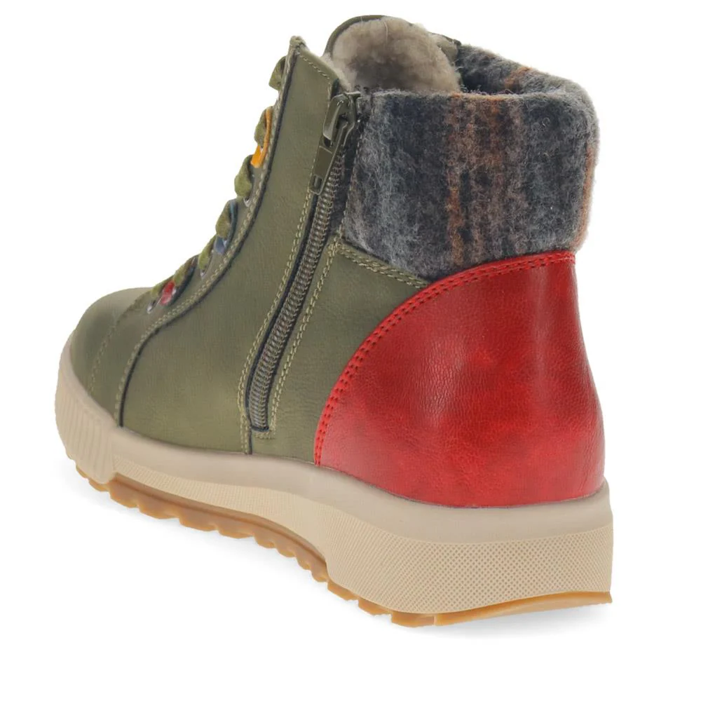 Wide Fit Knitted Cuff Ankle Boots - WBINS40163 / 326 115 - Khaki - Image 3