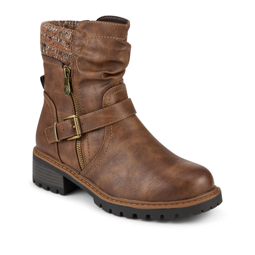 Wide Fit Knitted Cuff Slouch Boots - PINYI42008 / 328 217
