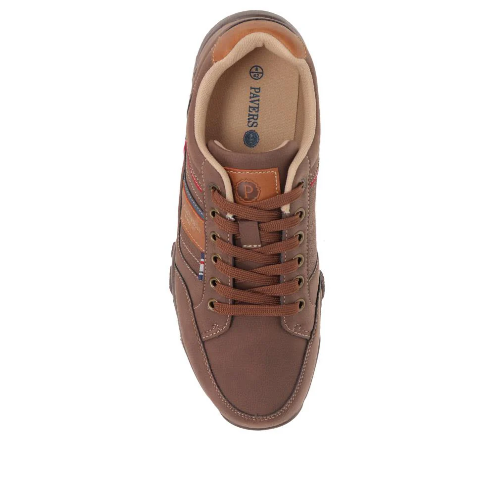 Wide Fit Lace Up Casual Trainers - VSHI40001 / 325 700 - Brown Multi - Image 5