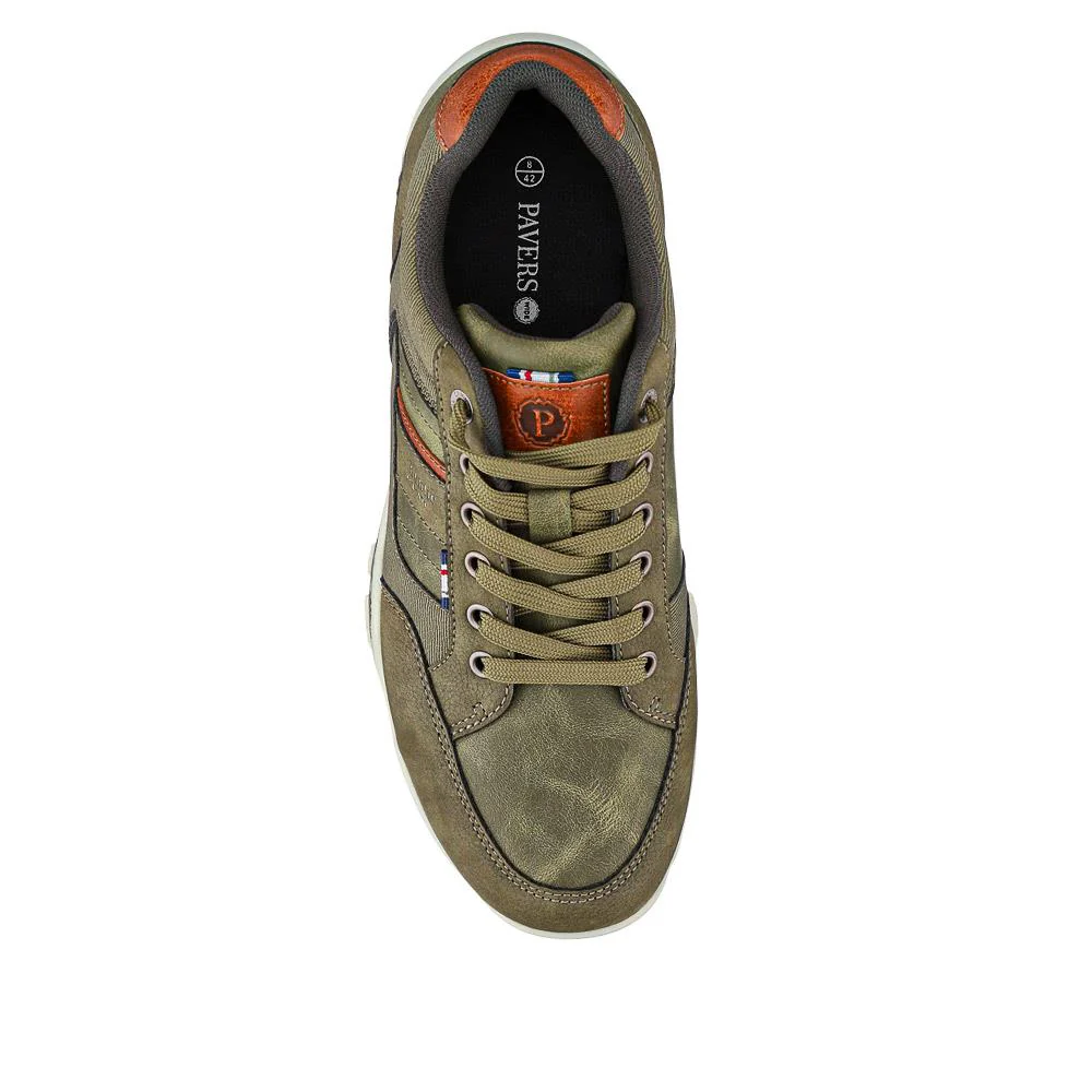 Wide Fit Lace Up Casual Trainers - VSHI40001 / 325 700 - Khaki - Image 4