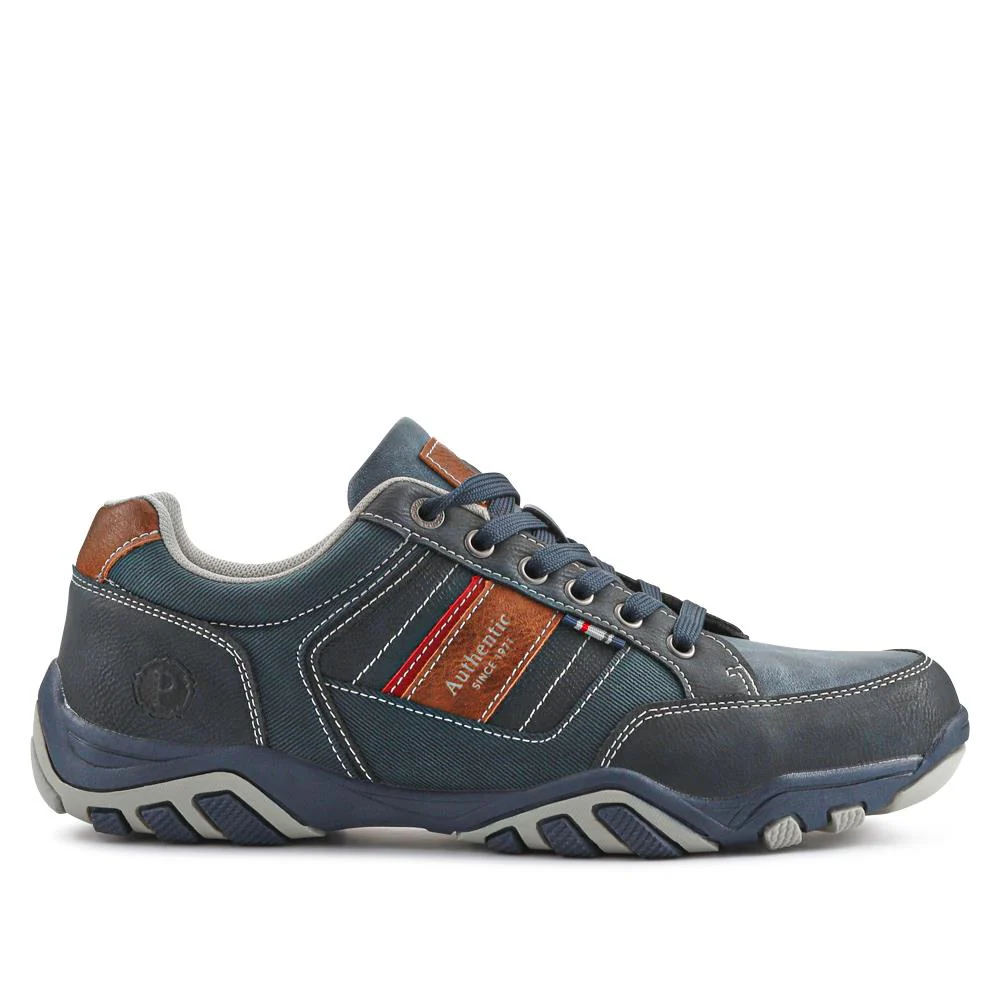 Wide Fit Lace Up Casual Trainers - VSHI40001 / 325 700 - Navy Multi - Image 2