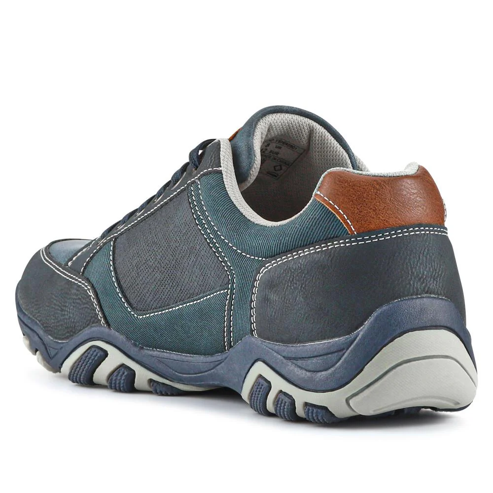 Wide Fit Lace Up Casual Trainers - VSHI40001 / 325 700 - Navy Multi - Image 3