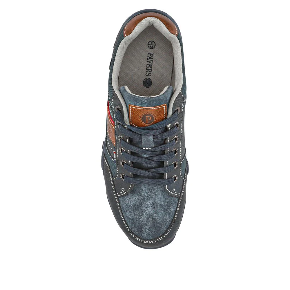 Wide Fit Lace Up Casual Trainers - VSHI40001 / 325 700 - Navy Multi - Image 4
