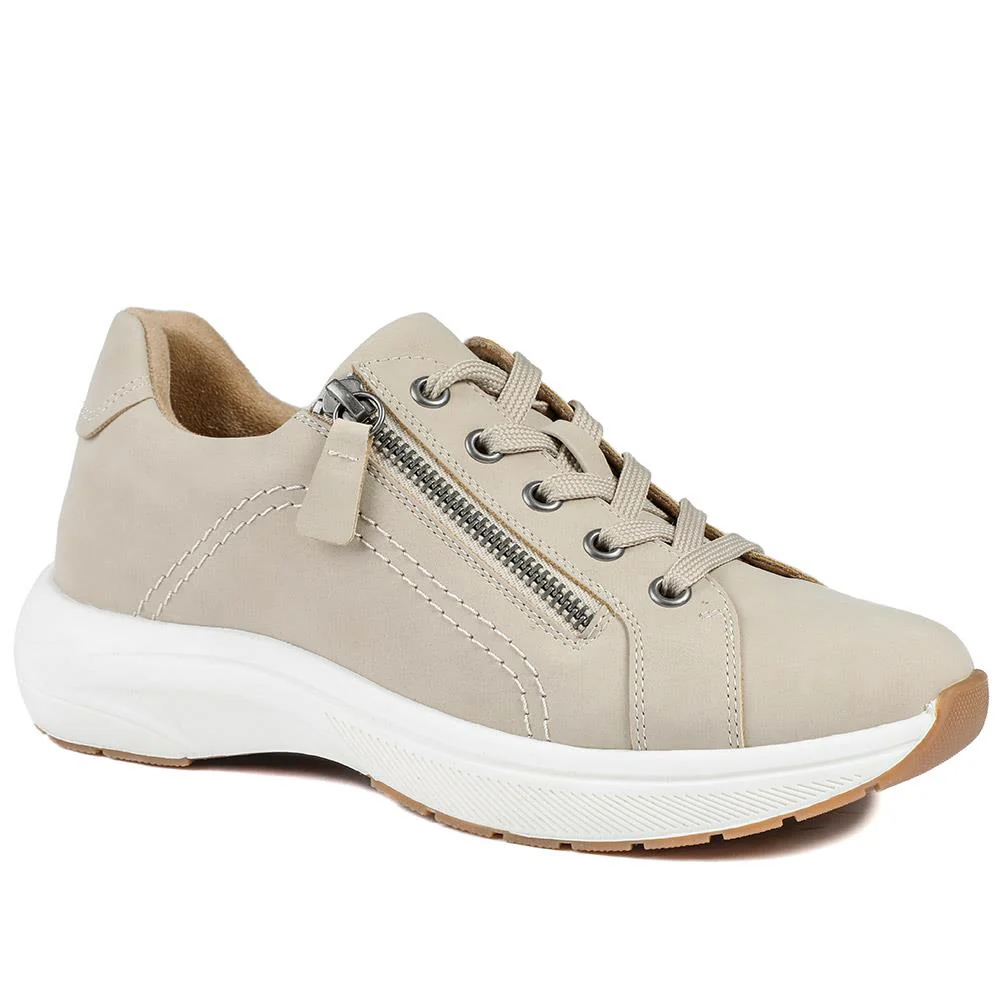 Wide Fit Lace Up Shoes with Functional Zip - WOIL43002 / 328 873