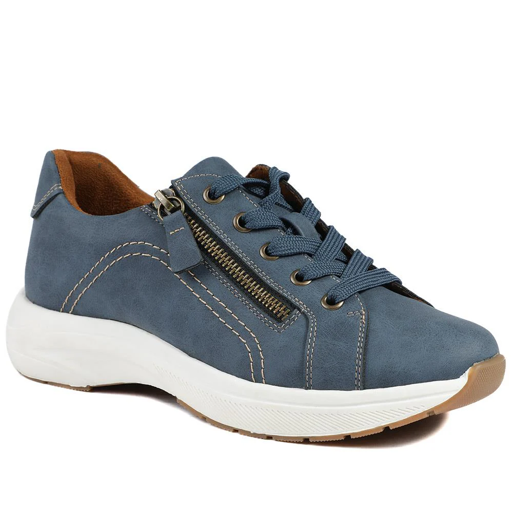 Wide Fit Lace Up Shoes with Functional Zip - WOIL43002 / 328 873 - Image 2