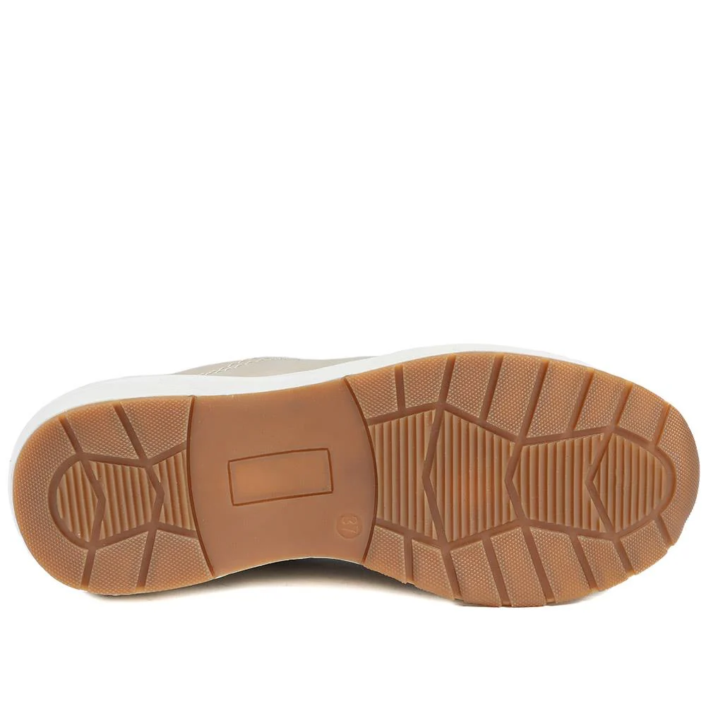Wide Fit Lace Up Shoes with Functional Zip - WOIL43002 / 328 873 - Beige - Image 6