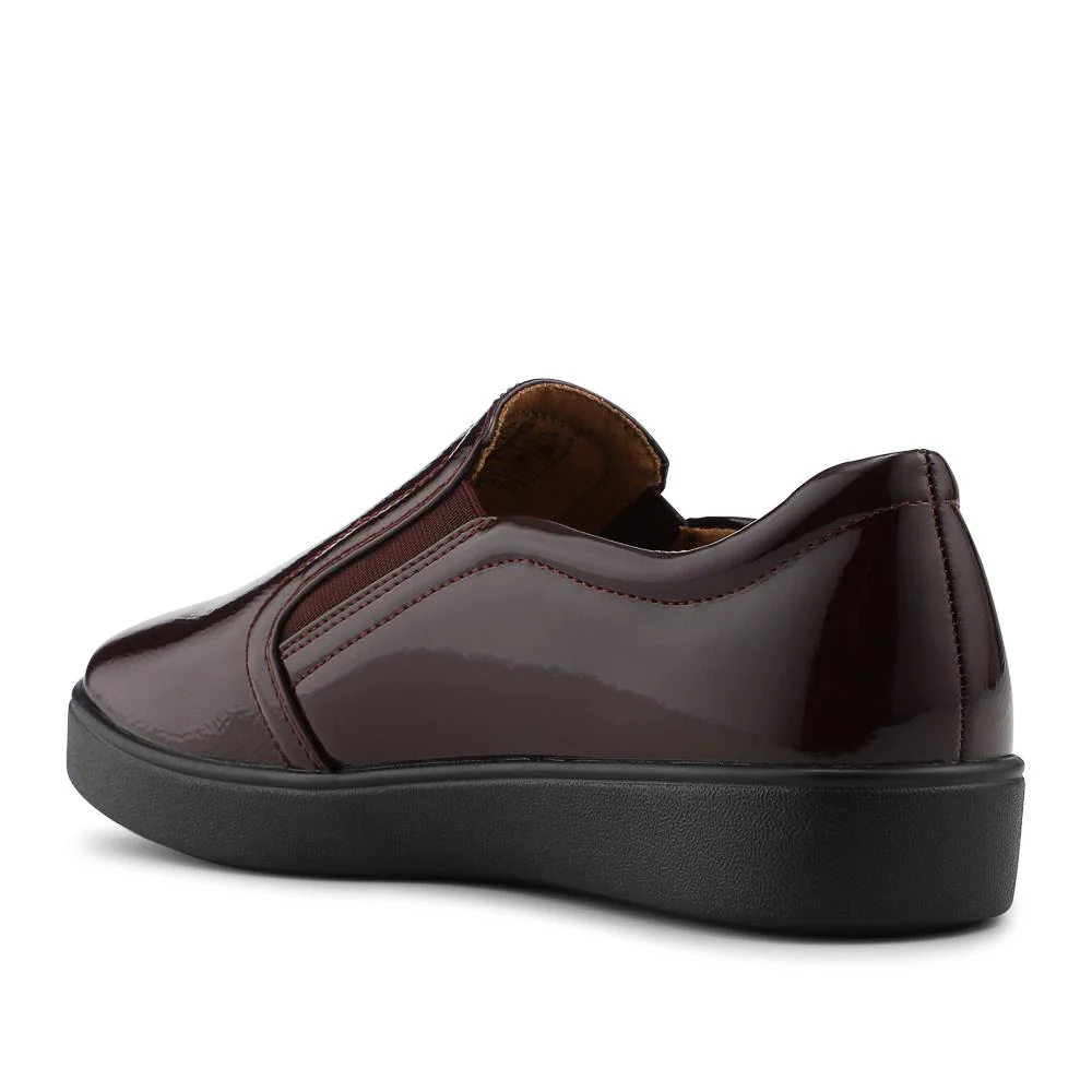 Wide Fit Ladies' Slip-On Shoes - WBINS41016 / 327 017 - Burgundy Patent - Image 3