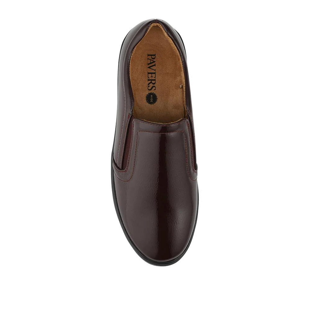 Wide Fit Ladies' Slip-On Shoes - WBINS41016 / 327 017 - Burgundy Patent - Image 4