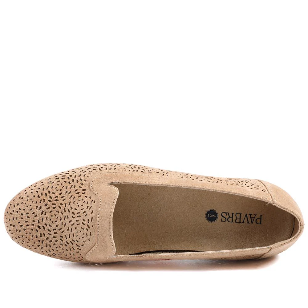 Wide Fit Laser Cut Slip On Shoes - WK43013 / 329 000 - Beige - Image 5