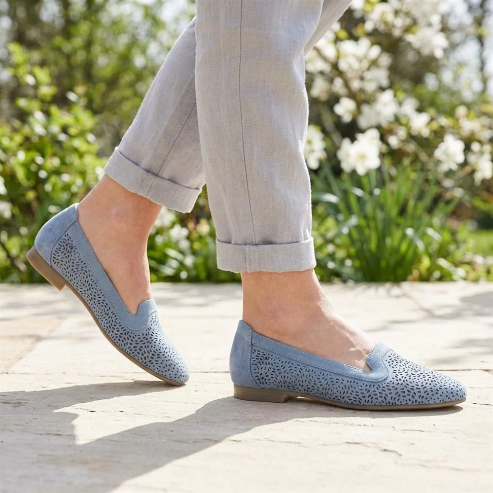 Wide Fit Laser Cut Slip On Shoes - WK43013 / 329 000 - Light Blue - Image 2