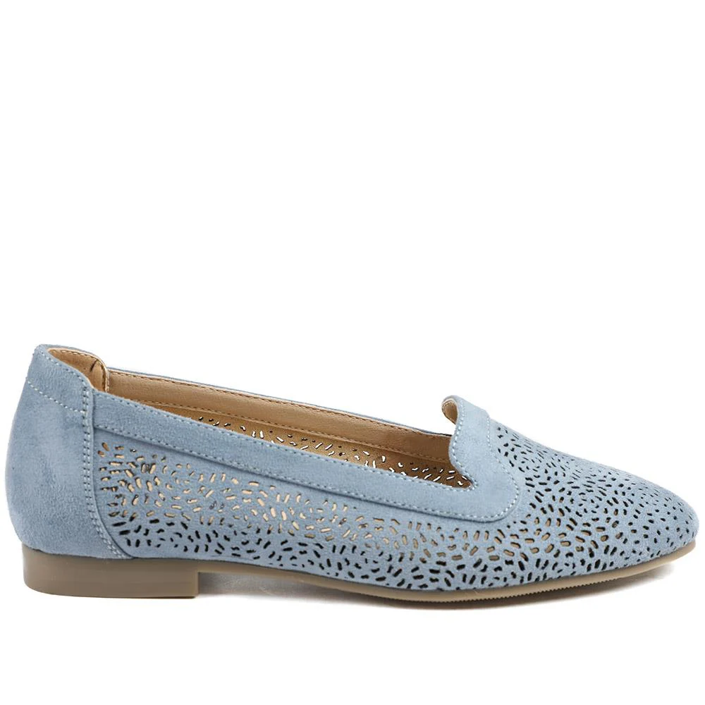 Wide Fit Laser Cut Slip On Shoes - WK43013 / 329 000 - Light Blue - Image 3