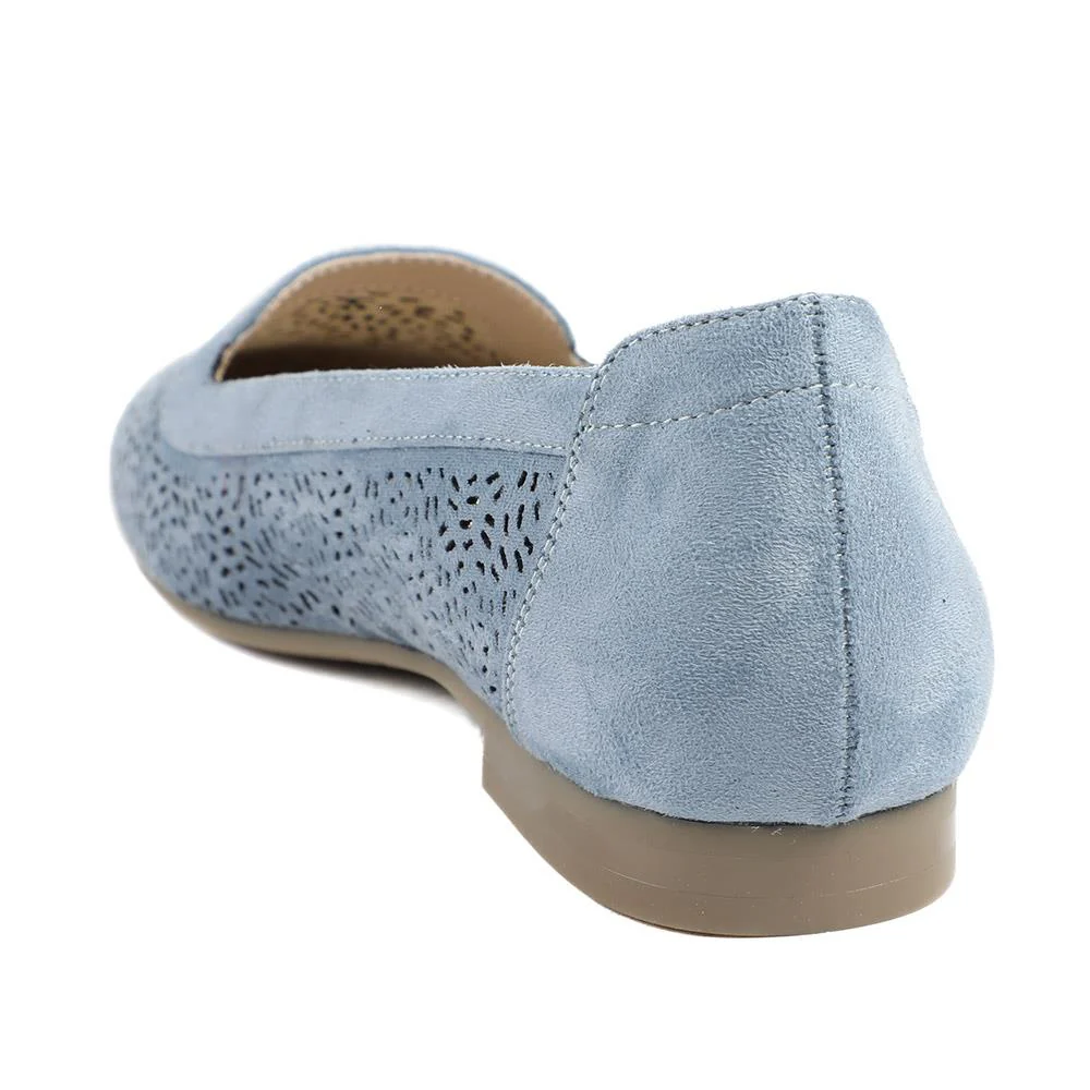 Wide Fit Laser Cut Slip On Shoes - WK43013 / 329 000 - Light Blue - Image 4