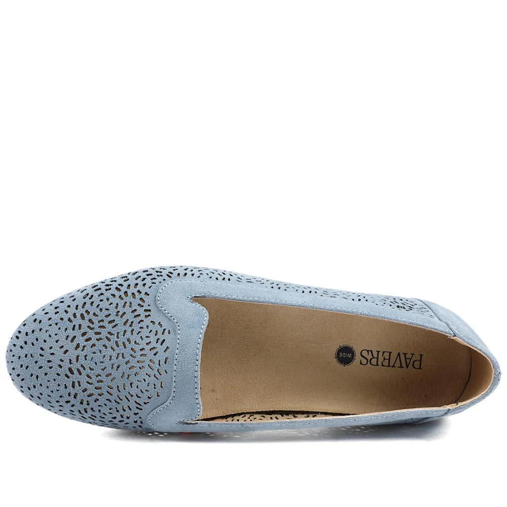 Wide Fit Laser Cut Slip On Shoes - WK43013 / 329 000 - Light Blue - Image 5