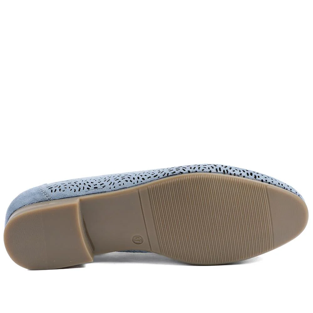 Wide Fit Laser Cut Slip On Shoes - WK43013 / 329 000 - Light Blue - Image 6