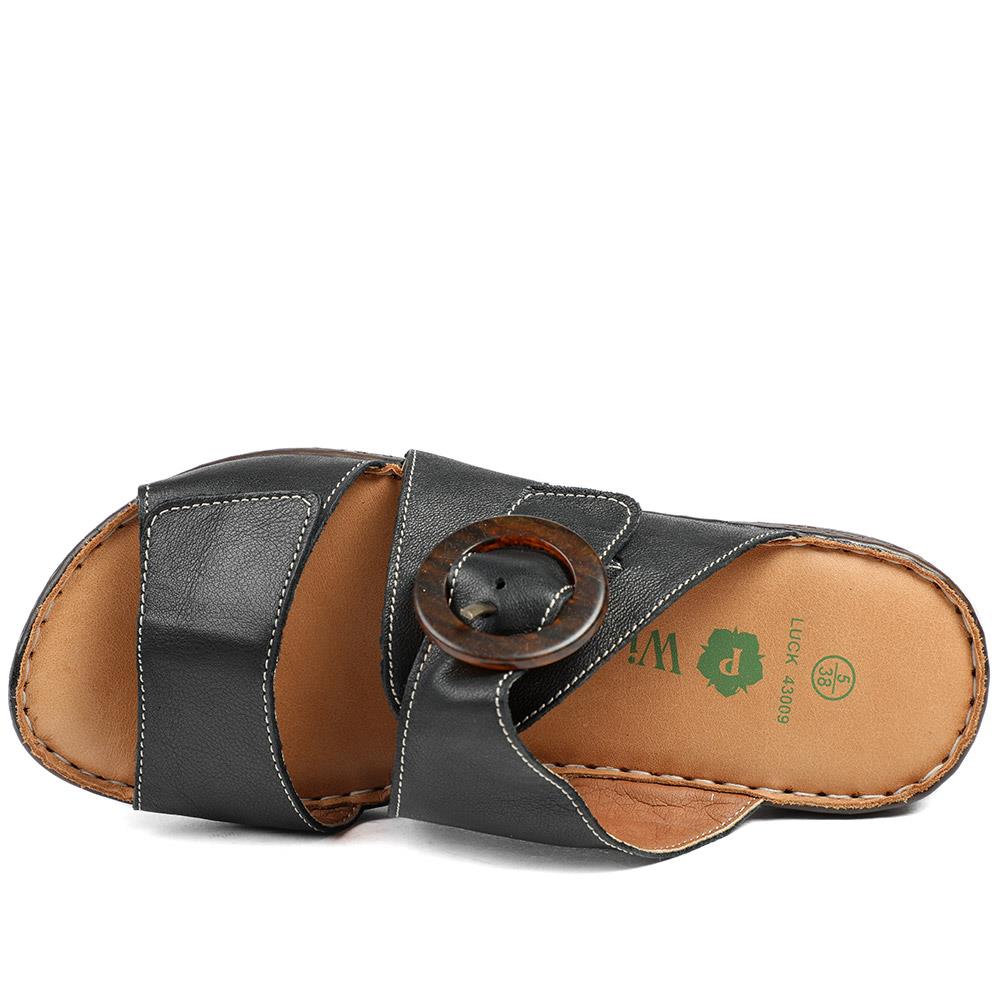Wide Fit Leather Adjustable Fasten Sandals - LUCK43009 / 329 154 - Black - Image 4