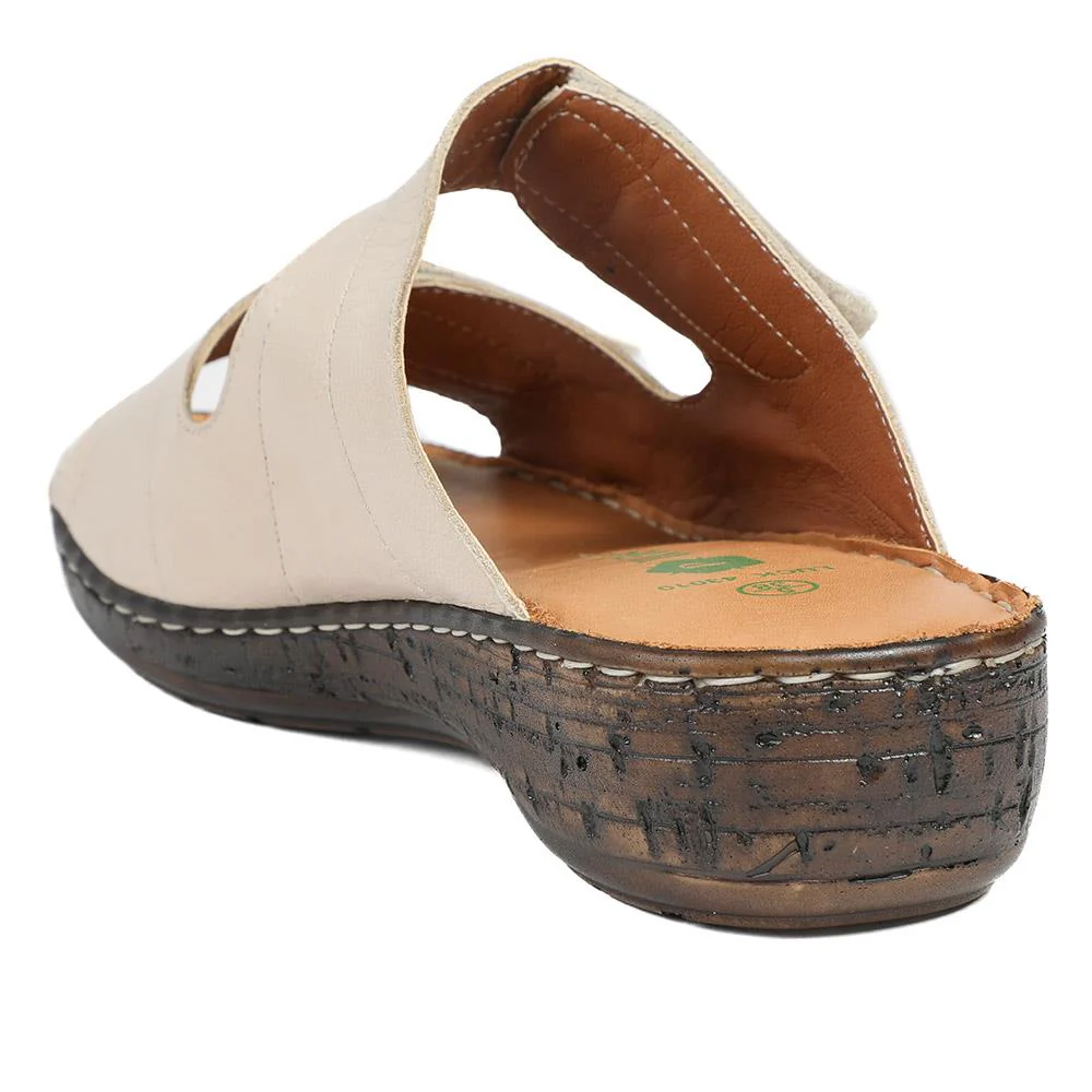 Wide Fit Leather Adjustable Fastening Sandals - LUCK43010 / 329 155 - Beige - Image 4