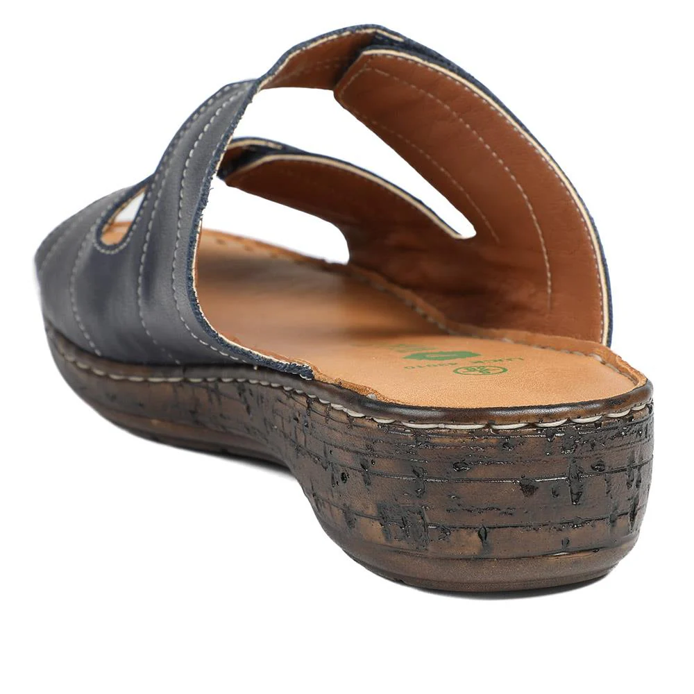 Wide Fit Leather Adjustable Fastening Sandals - LUCK43010 / 329 155 - Navy - Image 4