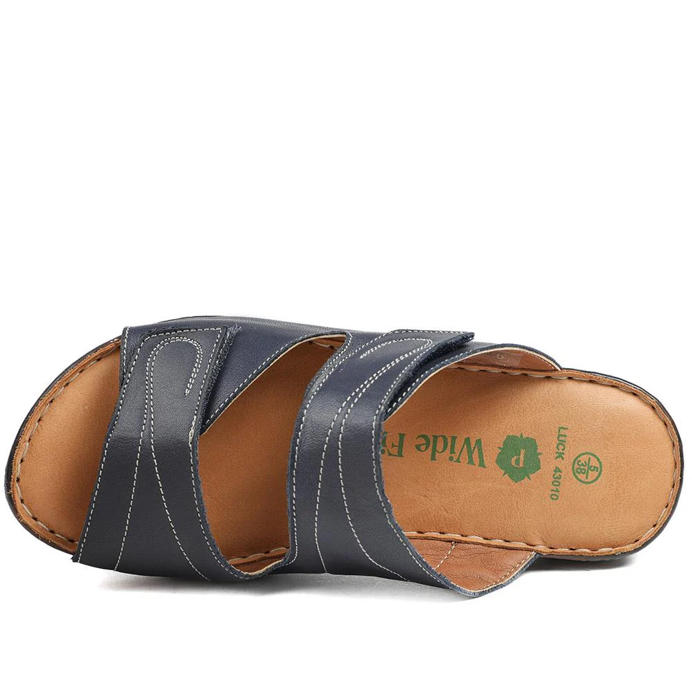 Wide Fit Leather Adjustable Fastening Sandals - LUCK43010 / 329 155 - Navy - Image 5