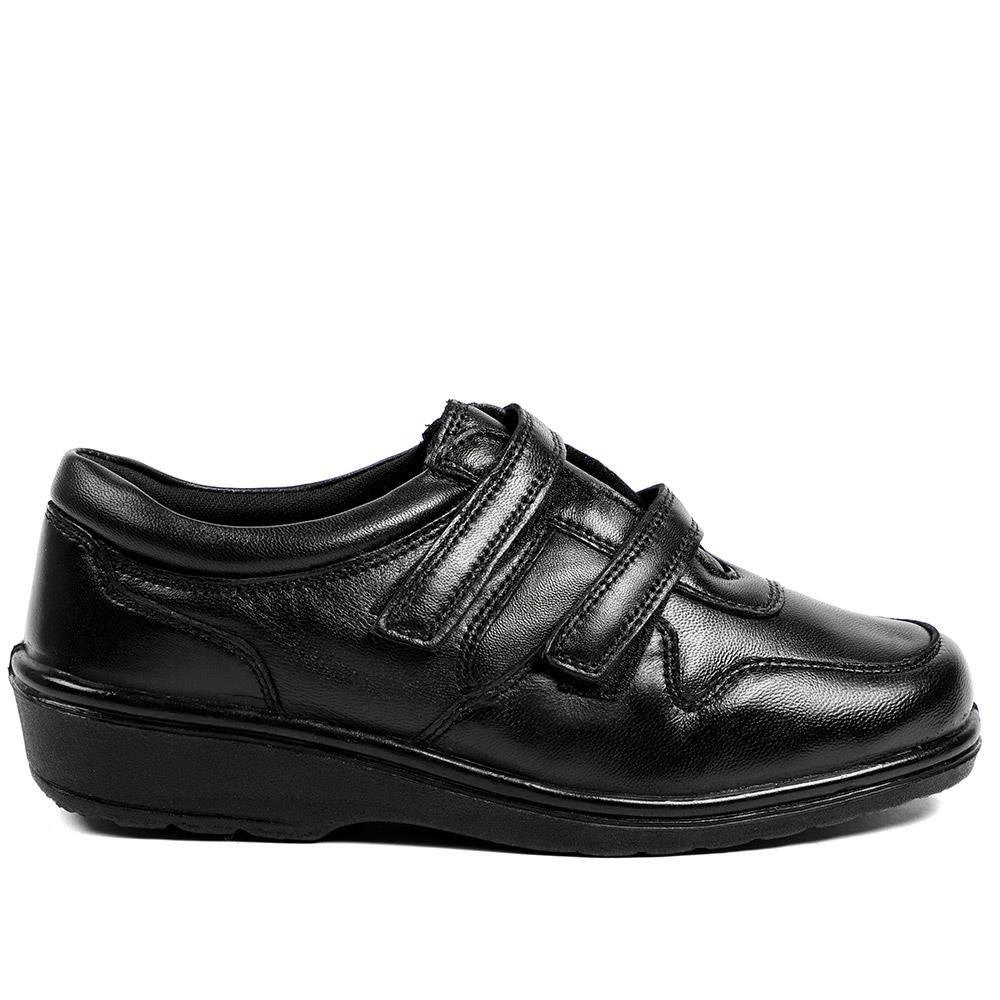 Wide Fit Leather Adjustable Fit Shoes - RAJA42001 / 328 599 - Black - Image 3