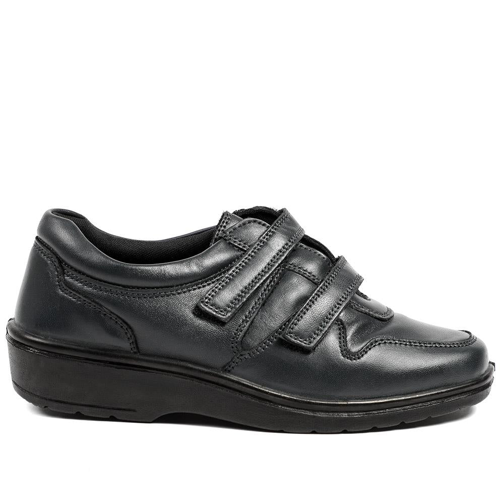 Wide Fit Leather Adjustable Fit Shoes - RAJA42001 / 328 599 - Navy - Image 2