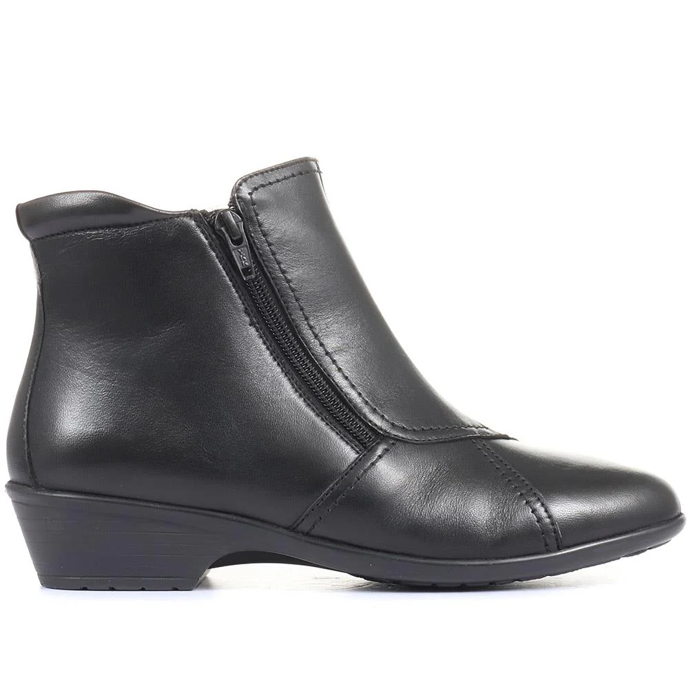 Wide-Fit Leather Ankle Boots - HSKEMP1811 / 146 311 - Black - Image 2