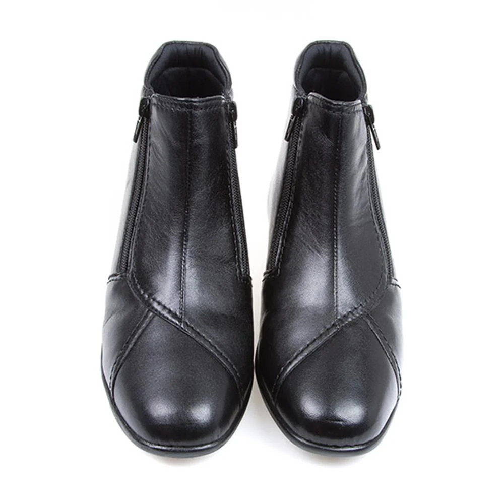 Wide-Fit Leather Ankle Boots - HSKEMP1811 / 146 311 - Black - Image 5
