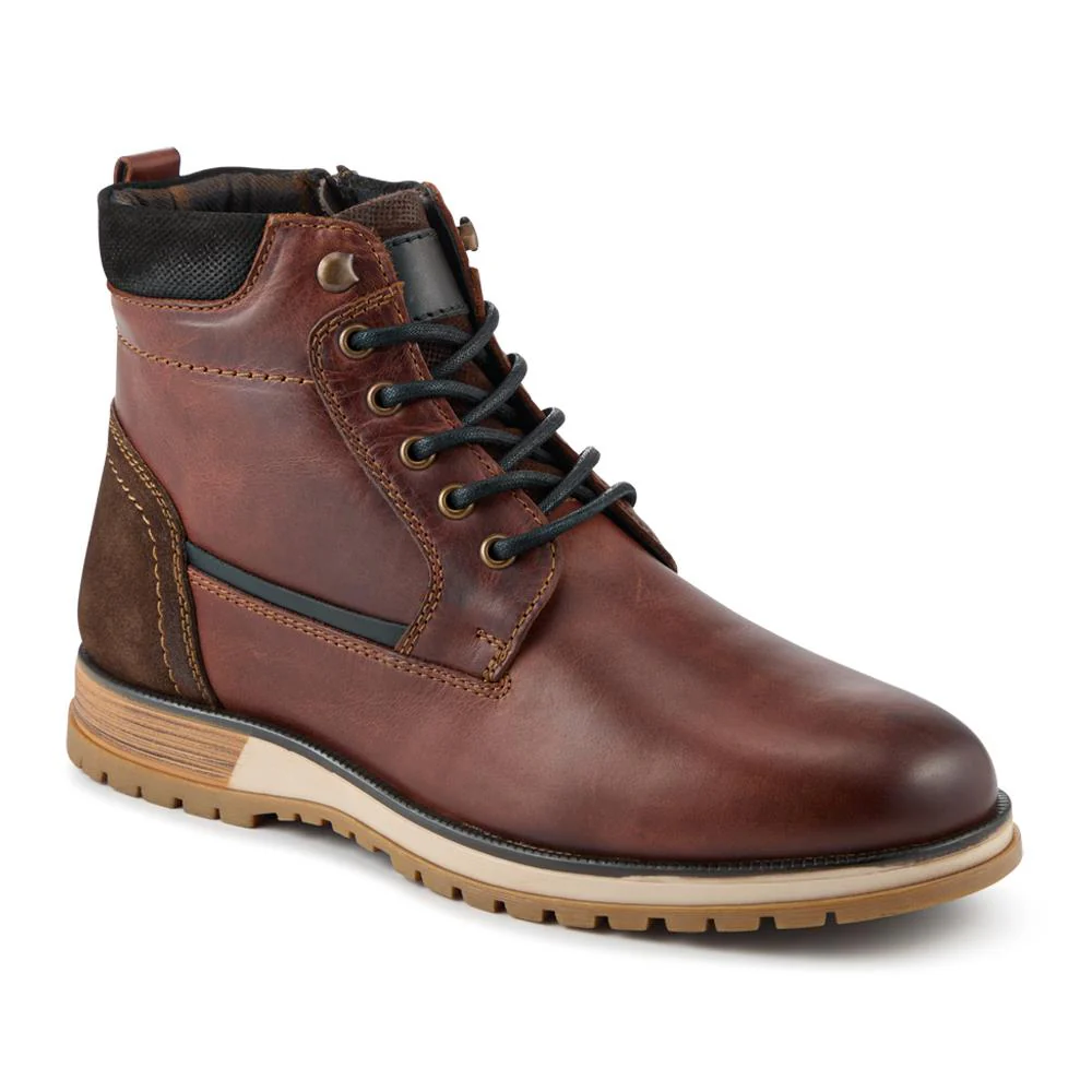 Wide Fit Leather Boots With Grip Sole - JFOOT42023 / 328 064 - Tan