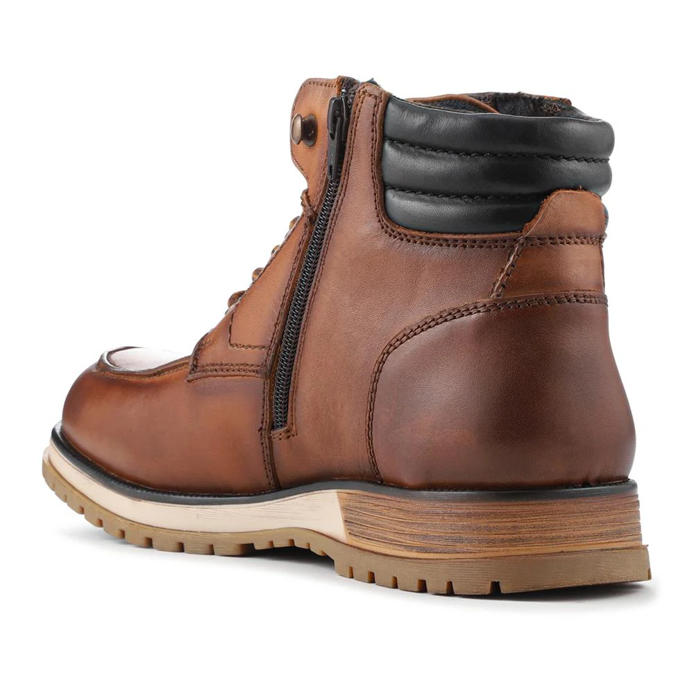 Wide Fit Leather Boots With Padded Ankle Cuff - JFOOT42020 / 328 053 - Tan - Image 3