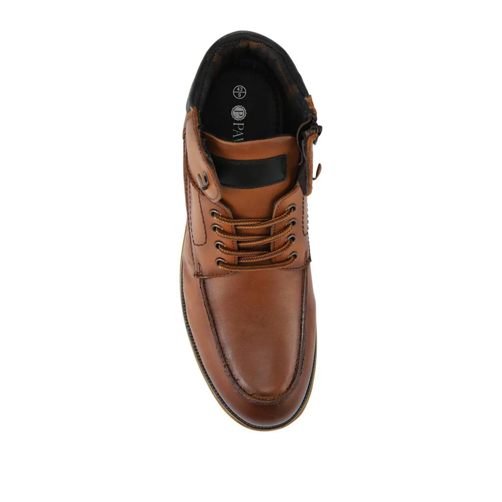 Wide Fit Leather Boots With Padded Ankle Cuff - JFOOT42020 / 328 053 - Tan - Image 4