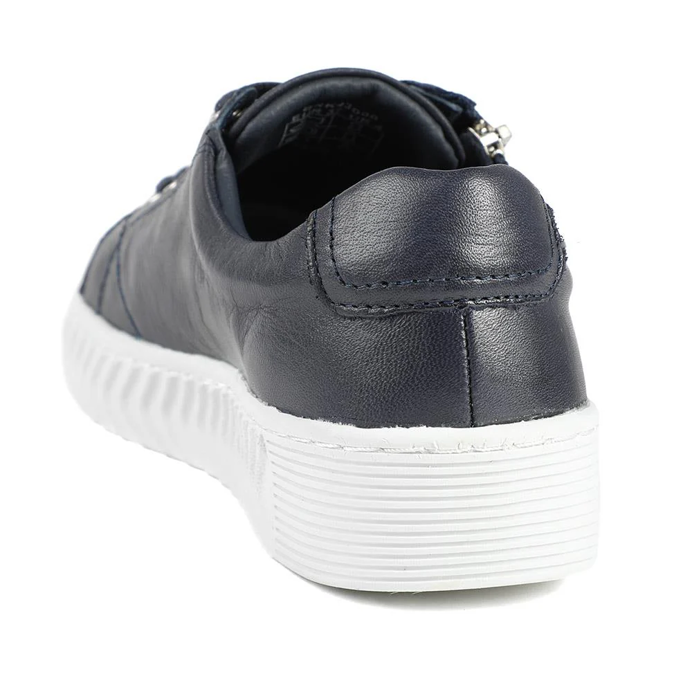 Wide Fit Leather Breathable Platform Trainers - BRK43000 / 328 558 - Navy - Image 4