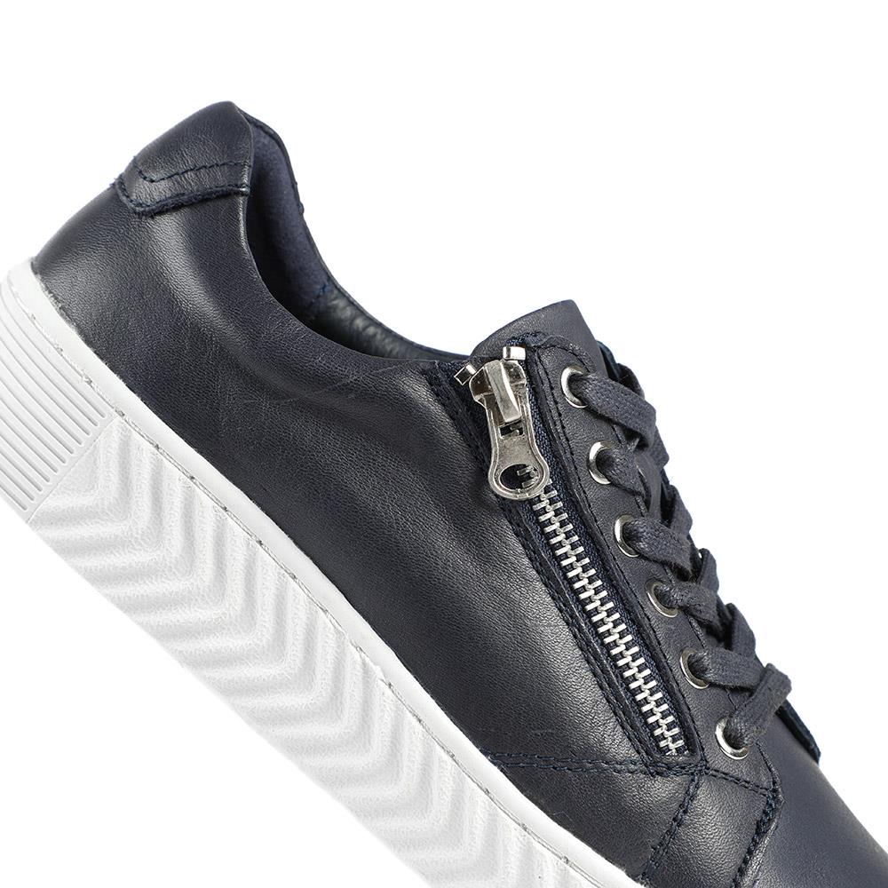Wide Fit Leather Breathable Platform Trainers - BRK43000 / 328 558 - Navy - Image 6