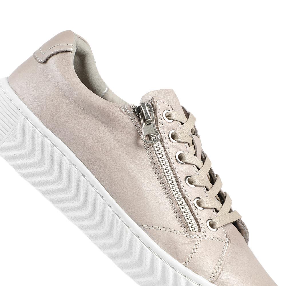 Wide Fit Leather Breathable Platform Trainers - BRK43000 / 328 558 - Stone - Image 6