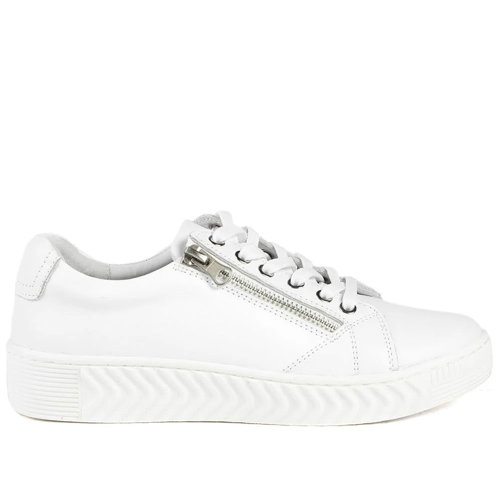 Wide Fit Leather Breathable Platform Trainers - BRK43000 / 328 558 - White - Image 3