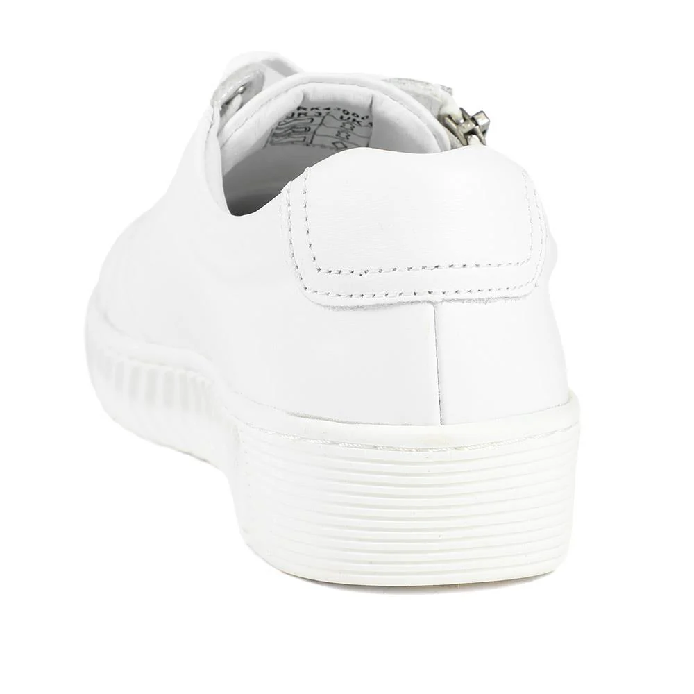 Wide Fit Leather Breathable Platform Trainers - BRK43000 / 328 558 - White - Image 4