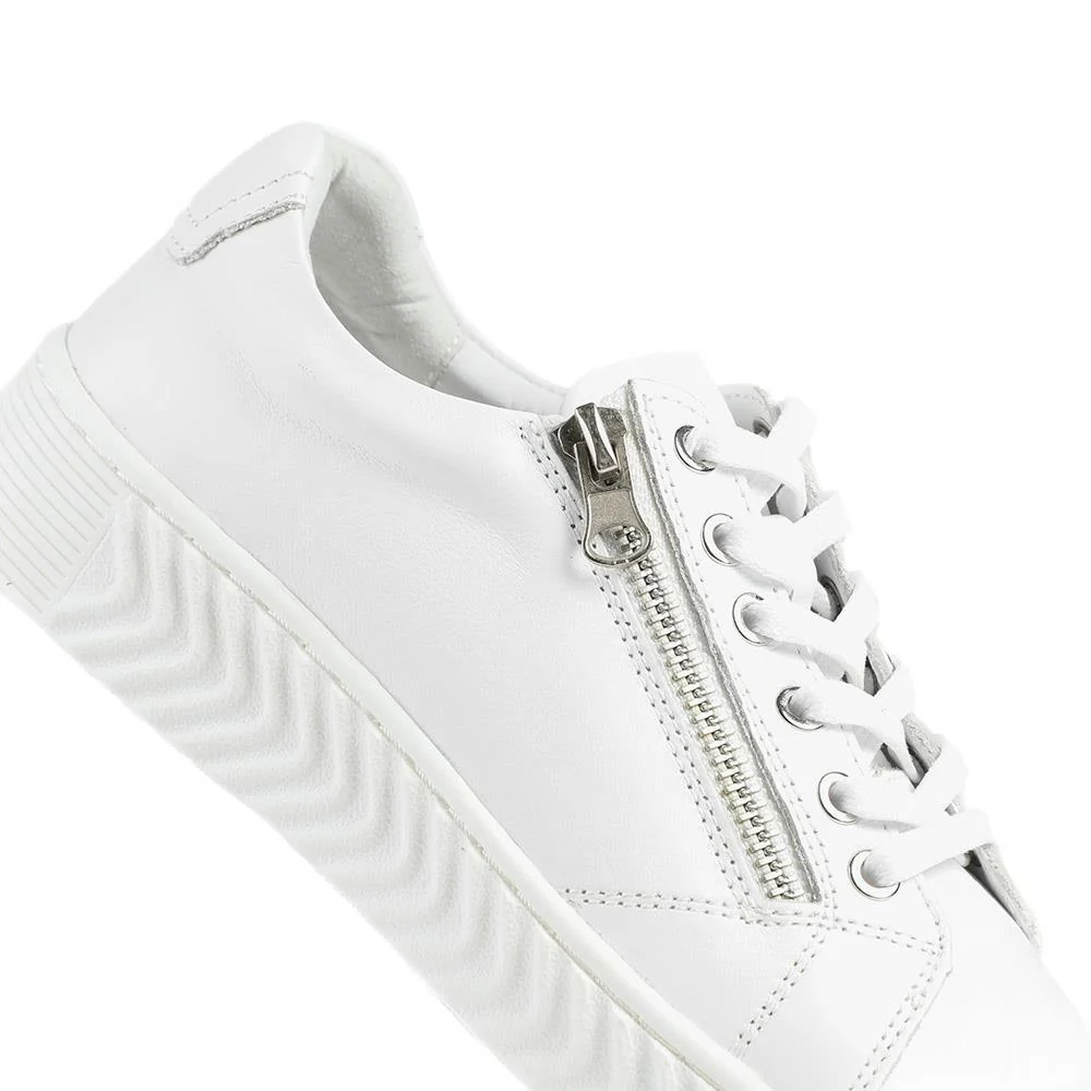 Wide Fit Leather Breathable Platform Trainers - BRK43000 / 328 558 - White - Image 6