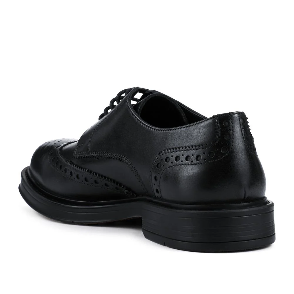 Wide Fit Leather Brogue Derby Shoes - JFOOT42024 / 328 183 - Black - Image 3