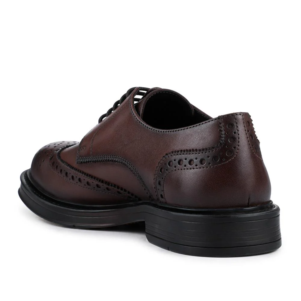 Wide Fit Leather Brogue Derby Shoes - JFOOT42024 / 328 183 - Brown - Image 3