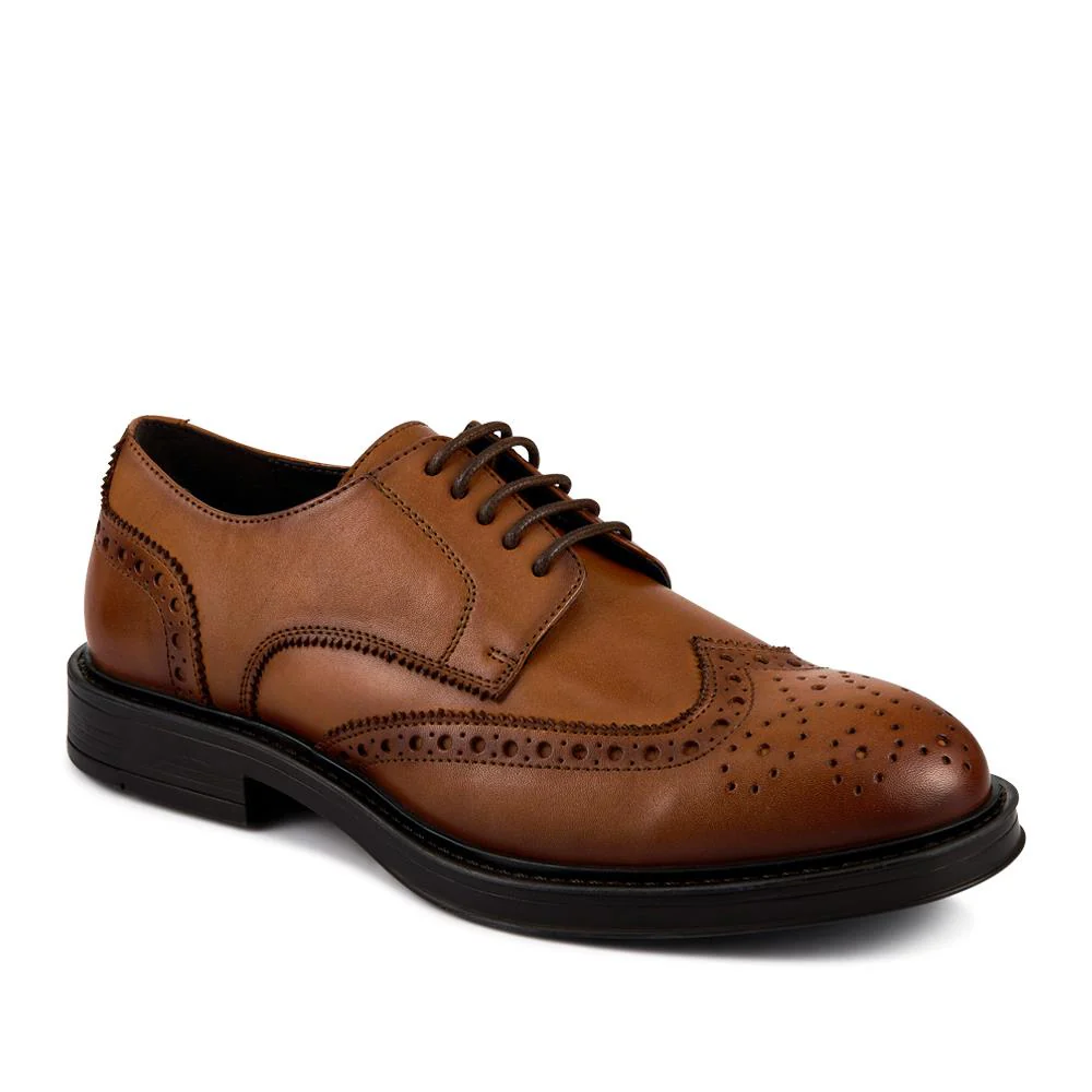 Wide Fit Leather Brogue Derby Shoes - JFOOT42024 / 328 183 - Image 3